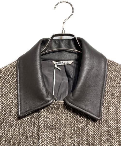 AURALEE（オーラリー）AURALEE (オーラリー) HOMESPUN TWEED ZIP BLOUSON/ホームスパン・ツイード・ジップ・ブルゾン ブラウン サイズ:4の古着・服飾アイテム