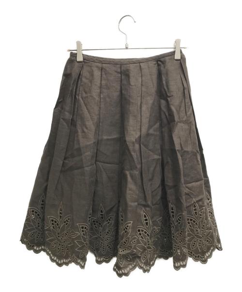 FOXEY（フォクシー）FOXEY (フォクシー) フラワーレーススカート ブラウン サイズ:38の古着・服飾アイテム