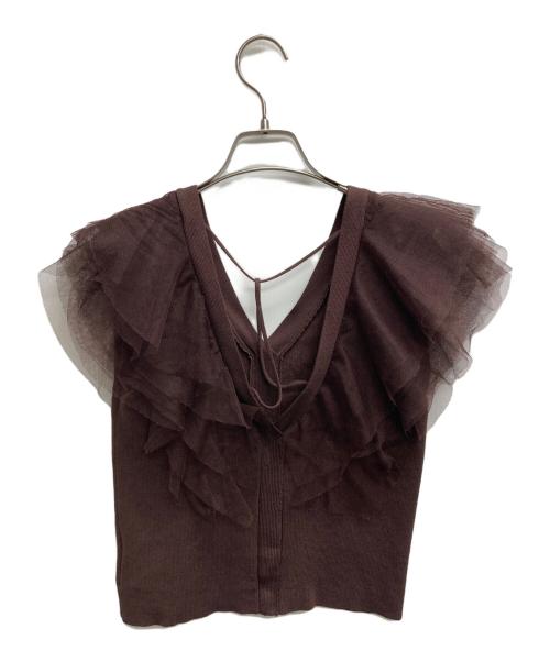 COCODEAL（ココディール）COCODEAL (ココディール) チュールフリルバックシャンニット ブラウン サイズ:2の古着・服飾アイテム