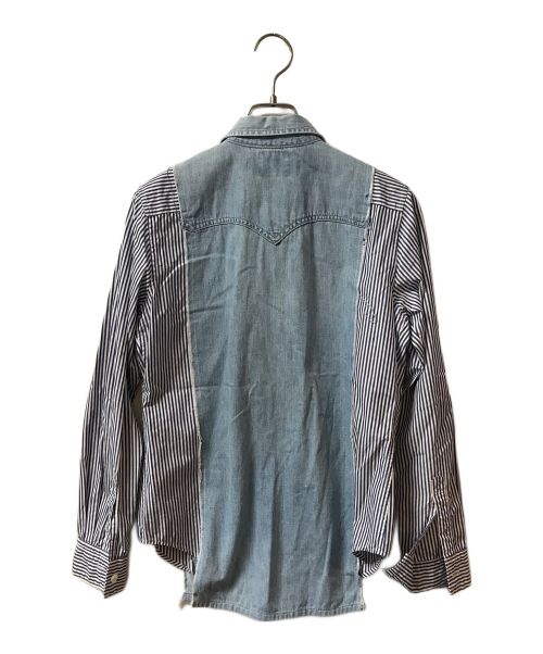 GOOD DESIGN SHOP COMME des GARCONS（グッドデザインショップ コムデギャルソン）GOOD DESIGN SHOP COMME des GARCONS (グッドデザインショップ コムデギャルソン) ストライプ切替デニムシャツ ブルー サイズ:Sの古着・服飾アイテム