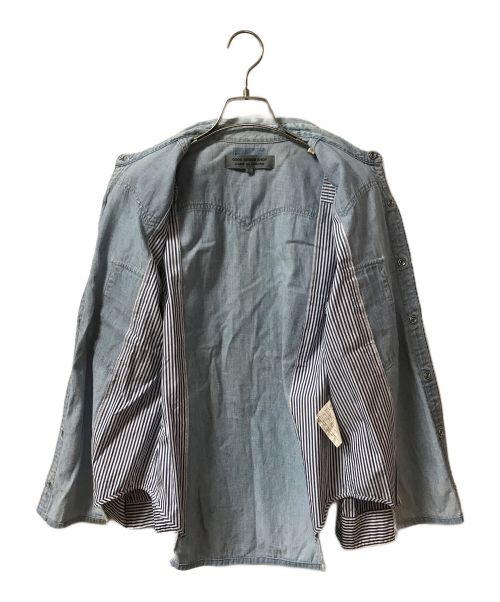 GOOD DESIGN SHOP COMME des GARCONS（グッドデザインショップ コムデギャルソン）GOOD DESIGN SHOP COMME des GARCONS (グッドデザインショップ コムデギャルソン) ストライプ切替デニムシャツ ブルー サイズ:Sの古着・服飾アイテム