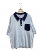 son of the cheese（サノバチーズ））の古着「Hand Stitch Polo Knit」｜ブルー