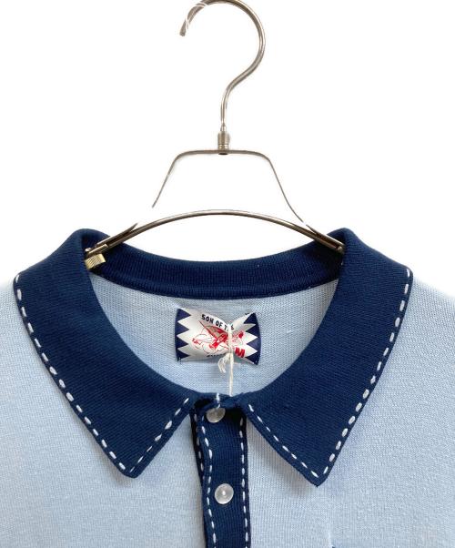 son of the cheese（（サノバチーズ））SON OF THE CHEESE (（サノバチーズ）) Hand Stitch Polo Knit ブルー サイズ:Ｍの古着・服飾アイテム