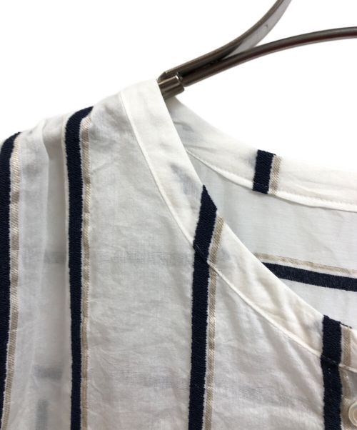 NOLLEY'S（ノーリーズ）NOLLEY'S (ノーリース) ストライプロングシャツ ホワイト サイズ:FREEの古着・服飾アイテム