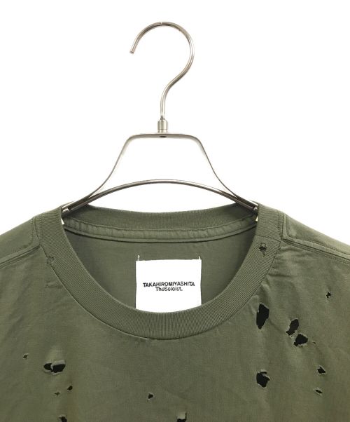 TAKAHIROMIYASHITA TheSoloIst.（タカヒロミヤシタ ザソロイスト）TAKAHIROMIYASHITA TheSoloIst. (タカヒロミヤシタ ザソロイスト) グランジ加工Tシャツ グリーン サイズ:46の古着・服飾アイテム