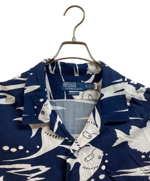 POLO RALPH LAUREN（ポロ・ラルフローレン）POLO RALPH LAUREN (ポロ・ラルフローレン) 魚柄オープンカラーシャツ ネイビー サイズ:XXLの古着・服飾アイテム