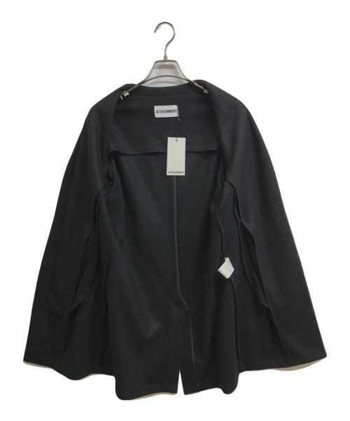 ATTACHMENT（アタッチメント）ATTACHMENT (アタッチメント) WO SMOOTH COLLARLESS LONG CARDIGAN WO SMOOTH COLLARLESS LONG CARDIGAN ブラック サイズ:1の古着・服飾アイテム