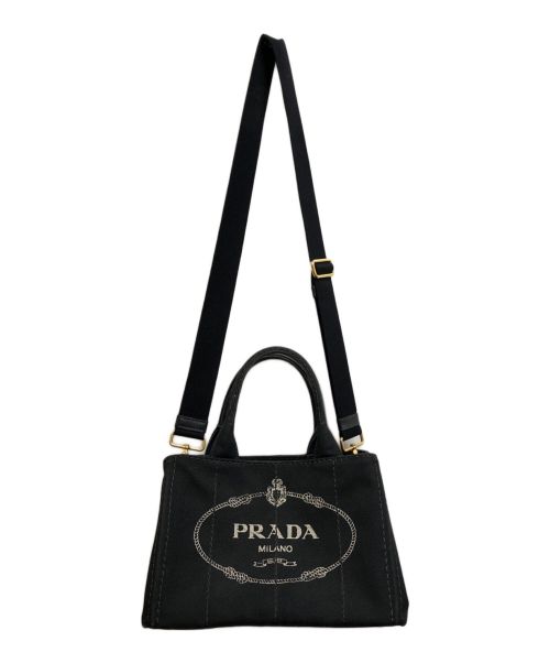 PRADA（プラダ）PRADA (プラダ) トライアングル カナパ ハンドバッグ ブラック ブラックの古着・服飾アイテム