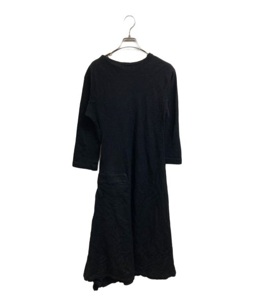 yohji yamamoto+noir（ヨウジヤマモトプリュスノアール）yohji yamamoto+noir (ヨウジヤマモトプリュスノアール) ウールレーヨンデザインワンピース ブラック サイズ:1の古着・服飾アイテム