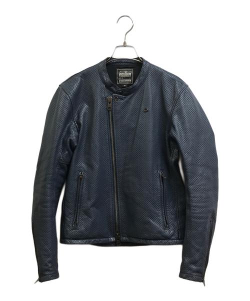 KADOYA（カドヤ）KADOYA (カドヤ) パンチングレザーライダースジャケット ブルー サイズ:Sの古着・服飾アイテム