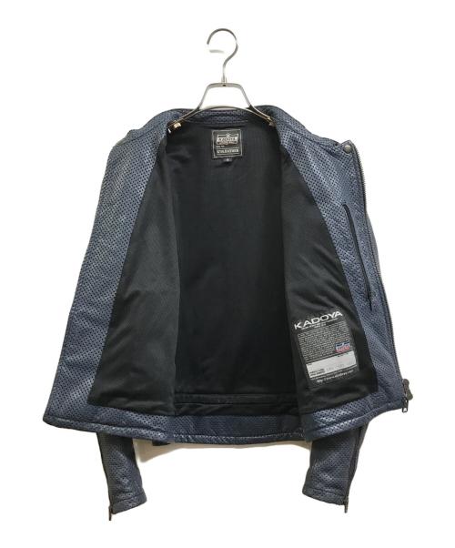 KADOYA（カドヤ）KADOYA (カドヤ) パンチングレザーライダースジャケット ブルー サイズ:Sの古着・服飾アイテム
