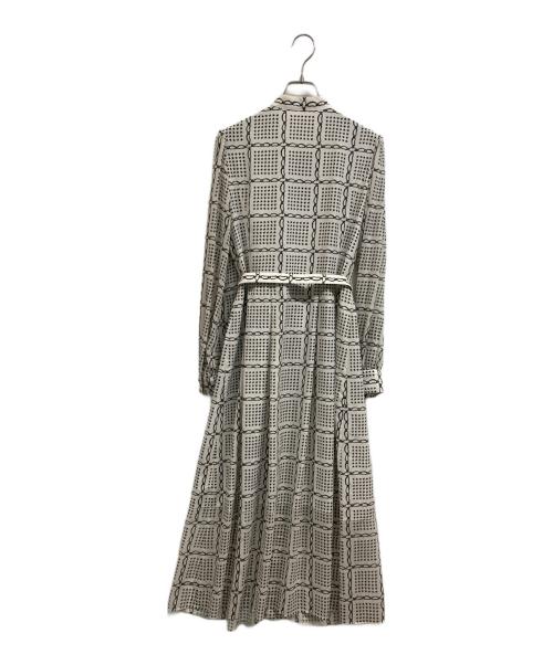 Diagram GRACE CONTINENTAL（ダイアグラム グレースコンチネンタル）Diagram GRACE CONTINENTAL (ダイアグラム グレースコンチネンタル) チェーンチェックプリントワンピース ホワイト サイズ:36の古着・服飾アイテム