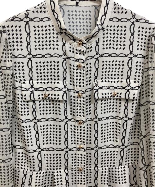 Diagram GRACE CONTINENTAL（ダイアグラム グレースコンチネンタル）Diagram GRACE CONTINENTAL (ダイアグラム グレースコンチネンタル) チェーンチェックプリントワンピース ホワイト サイズ:36の古着・服飾アイテム