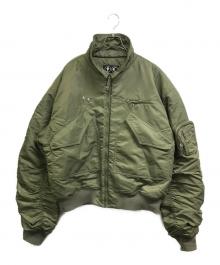 THUG CLUB（サグ クラブ）の古着「A WINGLESS BIRD ギャザーアームボンバージャケット」｜グリーン