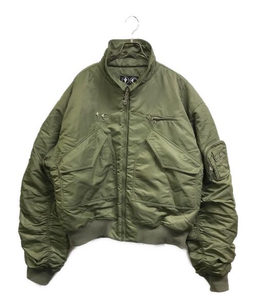 THUG CLUB（サグ クラブ）THUG CLUB (サグ クラブ) A WINGLESS BIRD ギャザーアームボンバージャケット グリーン サイズ:4の古着・服飾アイテム