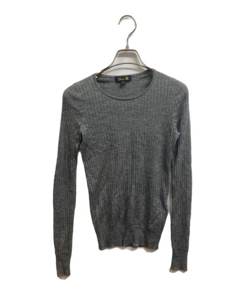 DRAWER（ドゥロワー）DRAWER (ドゥロワー) カシミヤシルクリブクルーネックニットセーター グレー サイズ:1の古着・服飾アイテム