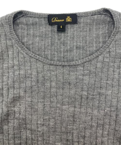 DRAWER（ドゥロワー）DRAWER (ドゥロワー) カシミヤシルクリブクルーネックニットセーター グレー サイズ:1の古着・服飾アイテム