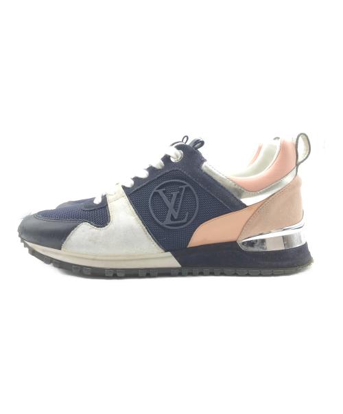 LOUIS VUITTON（ルイ ヴィトン）LOUIS VUITTON (ルイ ヴィトン) Suede Calfskin Run Away Sneakers ネイビー×ピンク サイズ:37 1/2の古着・服飾アイテム