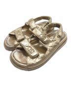 CHANELシャネル）の古着「ココマーク フットヘッドサンダル」｜ゴールド