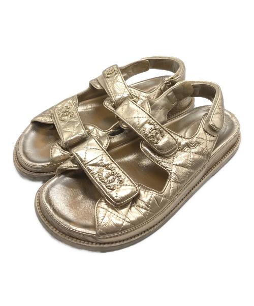 CHANEL（シャネル）CHANEL (シャネル) ココマーク フットヘッドサンダル ゴールド サイズ:38の古着・服飾アイテム