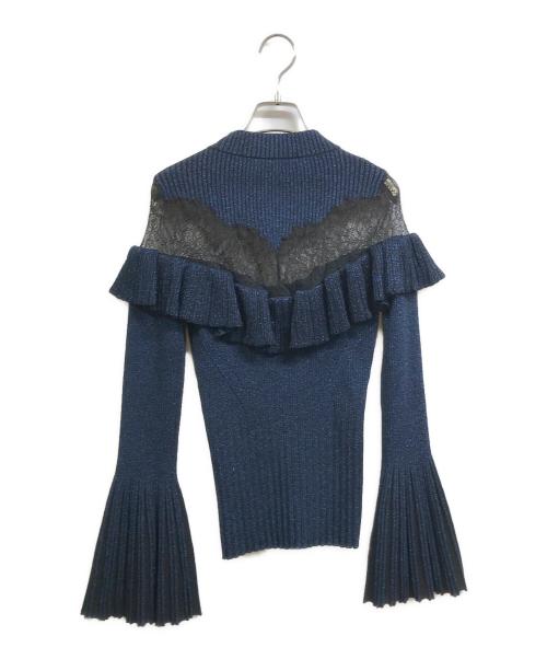 SELF PORTRAIT（セルフ ポートレイト）SELF PORTRAIT (セルフ ポートレイト) レースニット ブルー サイズ:Sの古着・服飾アイテム