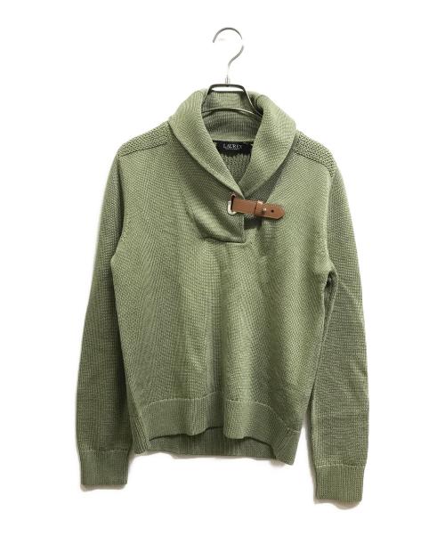 LAUREN RALPH LAUREN（ローレンラルフローレン）LAUREN RALPH LAUREN (ローレンラルフローレン) ショールカラーニット グリーン サイズ:Mの古着・服飾アイテム