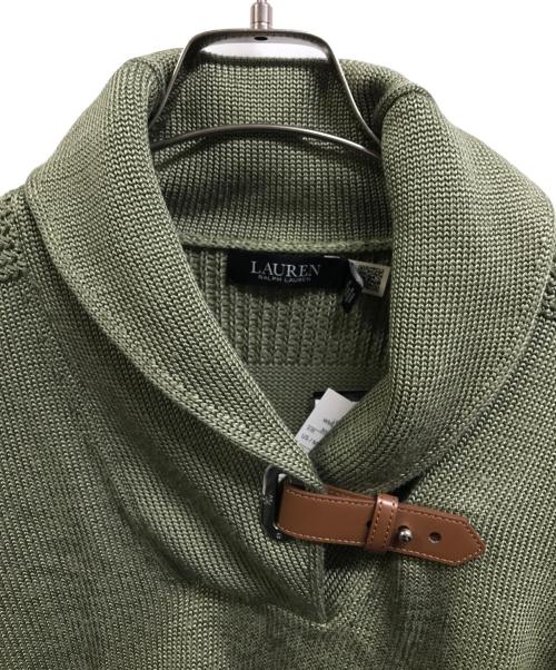 LAUREN RALPH LAUREN（ローレンラルフローレン）LAUREN RALPH LAUREN (ローレンラルフローレン) ショールカラーニット グリーン サイズ:Mの古着・服飾アイテム