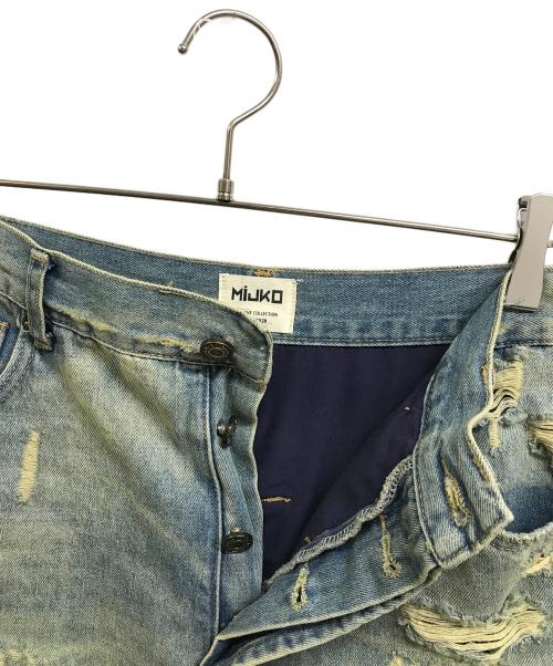 MIJKO（ミコ）MIJKO (ミコ) ダメージ加工デニムパンツ インディゴ サイズ:記載なしの古着・服飾アイテム