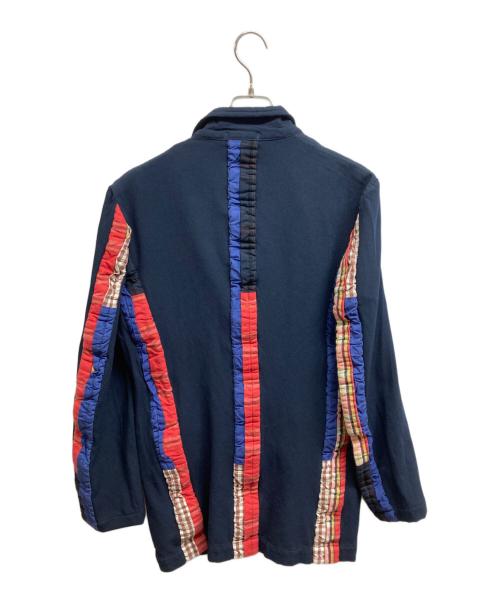 COMME des GARCONS HOMME PLUS（コムデギャルソンオムプリュス）COMME des GARCONS HOMME PLUS (コムデギャルソンオムプリュス) 伸縮ポリタータンチェック切替ジャケット ネイビー サイズ:Mの古着・服飾アイテム