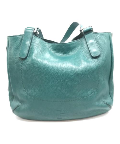 HIROFU（ヒロフ）HIROFU (ヒロフ) レザートートバッグ グリーンの古着・服飾アイテム