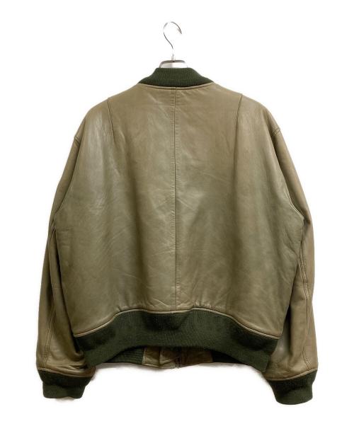 POLO RALPH LAUREN（ポロ・ラルフローレン）POLO RALPH LAUREN (ポロ・ラルフローレン) MA‐1タイプレザージャケット カーキ サイズ:Lの古着・服飾アイテム