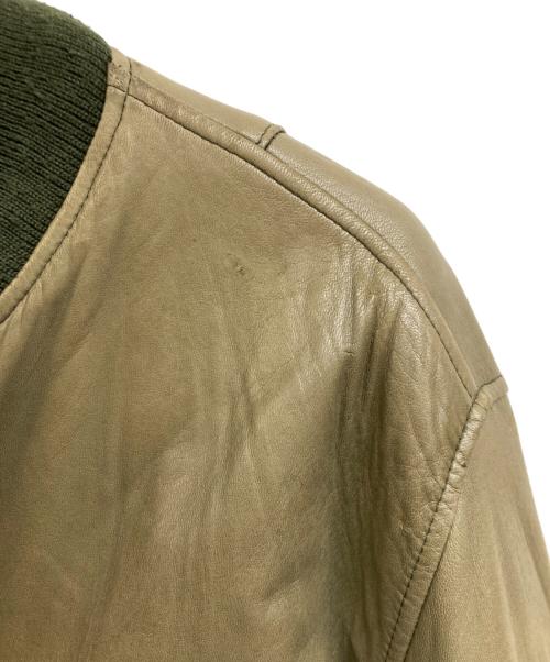 POLO RALPH LAUREN（ポロ・ラルフローレン）POLO RALPH LAUREN (ポロ・ラルフローレン) MA‐1タイプレザージャケット カーキ サイズ:Lの古着・服飾アイテム