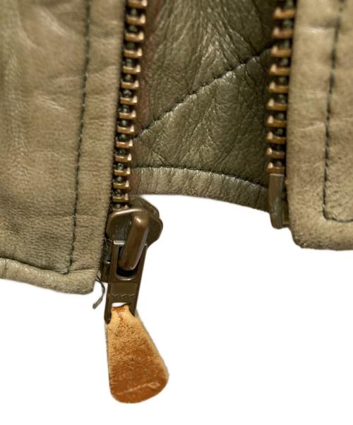 POLO RALPH LAUREN（ポロ・ラルフローレン）POLO RALPH LAUREN (ポロ・ラルフローレン) MA‐1タイプレザージャケット カーキ サイズ:Lの古着・服飾アイテム