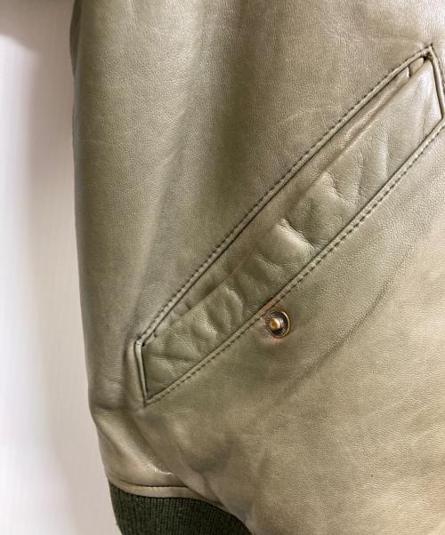 POLO RALPH LAUREN（ポロ・ラルフローレン）POLO RALPH LAUREN (ポロ・ラルフローレン) MA‐1タイプレザージャケット カーキ サイズ:Lの古着・服飾アイテム