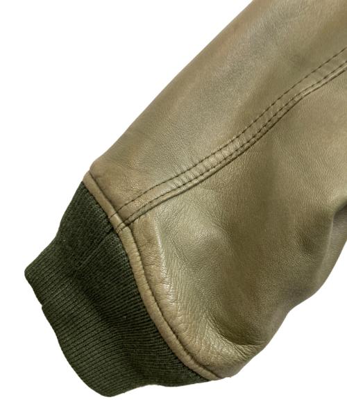 POLO RALPH LAUREN（ポロ・ラルフローレン）POLO RALPH LAUREN (ポロ・ラルフローレン) MA‐1タイプレザージャケット カーキ サイズ:Lの古着・服飾アイテム