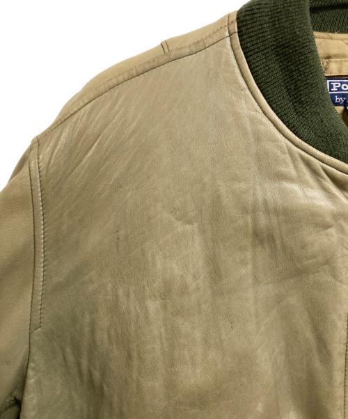 POLO RALPH LAUREN（ポロ・ラルフローレン）POLO RALPH LAUREN (ポロ・ラルフローレン) MA‐1タイプレザージャケット カーキ サイズ:Lの古着・服飾アイテム
