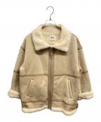 furfurファーファー）の古着「レザーライクボンバージャケット」｜ベージュ