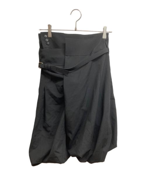 JUNYA WATANABE COMME des GARCONS（ジュンヤワタナベ コムデギャルソン）JUNYA WATANABE COMME des GARCONS ((ジュンヤワタナベ コムデギャルソン) ベルテッドラップハーフパンツ ブラック サイズ:Sの古着・服飾アイテム