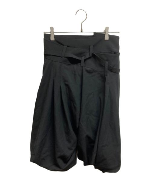 JUNYA WATANABE COMME des GARCONS（ジュンヤワタナベ コムデギャルソン）JUNYA WATANABE COMME des GARCONS ((ジュンヤワタナベ コムデギャルソン) ベルテッドラップハーフパンツ ブラック サイズ:Sの古着・服飾アイテム