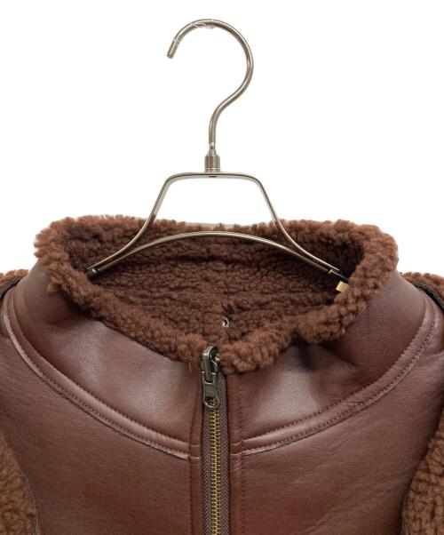 6(ROKU) BEAUTY&YOUTH（ロク ビューティーアンドユース）6(ROKU) BEAUTY&YOUTH (ロク ビューティーアンドユース) FAKE LEATHER×BOA ZIP BLOUSON ブラウン サイズ:38の古着・服飾アイテム