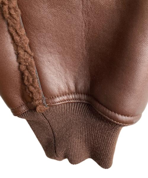 6(ROKU) BEAUTY&YOUTH（ロク ビューティーアンドユース）6(ROKU) BEAUTY&YOUTH (ロク ビューティーアンドユース) FAKE LEATHER×BOA ZIP BLOUSON ブラウン サイズ:38の古着・服飾アイテム