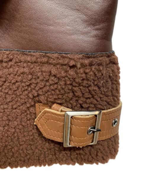 6(ROKU) BEAUTY&YOUTH（ロク ビューティーアンドユース）6(ROKU) BEAUTY&YOUTH (ロク ビューティーアンドユース) FAKE LEATHER×BOA ZIP BLOUSON ブラウン サイズ:38の古着・服飾アイテム