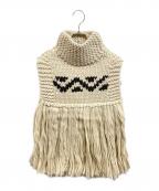 HYKEハイク）の古着「カウチンニットフリンジベスト」｜アイボリー