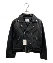 CANAL JEAN NAF（キャナルジーン ナフ）の古着「ラムレザーダブルライダースジャケット」｜ブラック