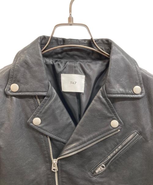 CANAL JEAN NAF（キャナルジーン ナフ）CANAL JEAN NAF (キャナルジーン ナフ) ラムレザーダブルライダースジャケット ブラック サイズ:36 未使用品の古着・服飾アイテム