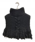 HYKEハイク）の古着「ハイネックフリンジニットベスト」｜ブラック