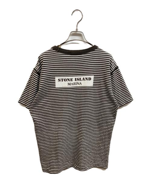 STONE ISLAND（ストーンアイランド）STONE ISLAND (ストーンアイランド) マリンボーダーTシャツ ホワイト×ブラウン サイズ:Lの古着・服飾アイテム