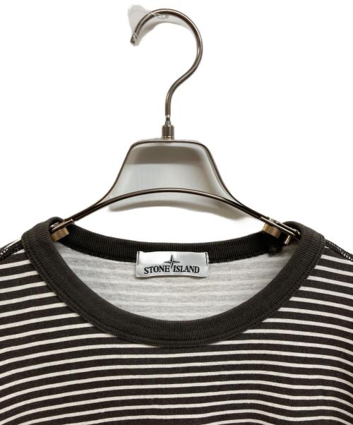 STONE ISLAND（ストーンアイランド）STONE ISLAND (ストーンアイランド) マリンボーダーTシャツ ホワイト×ブラウン サイズ:Lの古着・服飾アイテム