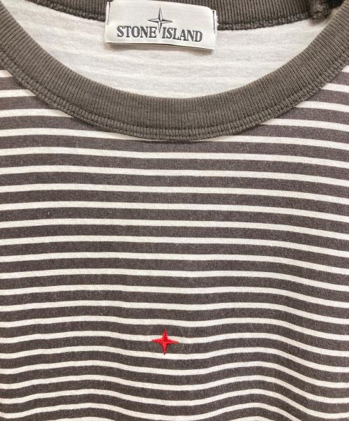 STONE ISLAND（ストーンアイランド）STONE ISLAND (ストーンアイランド) マリンボーダーTシャツ ホワイト×ブラウン サイズ:Lの古着・服飾アイテム