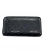 GUCCIグッチ）の古着「マイクログッチシマ ラウンドファスナー長財布」｜ブラック